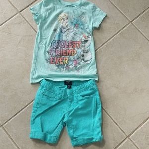 Girls Gap size 6 aqua teal shirts with Elsa top